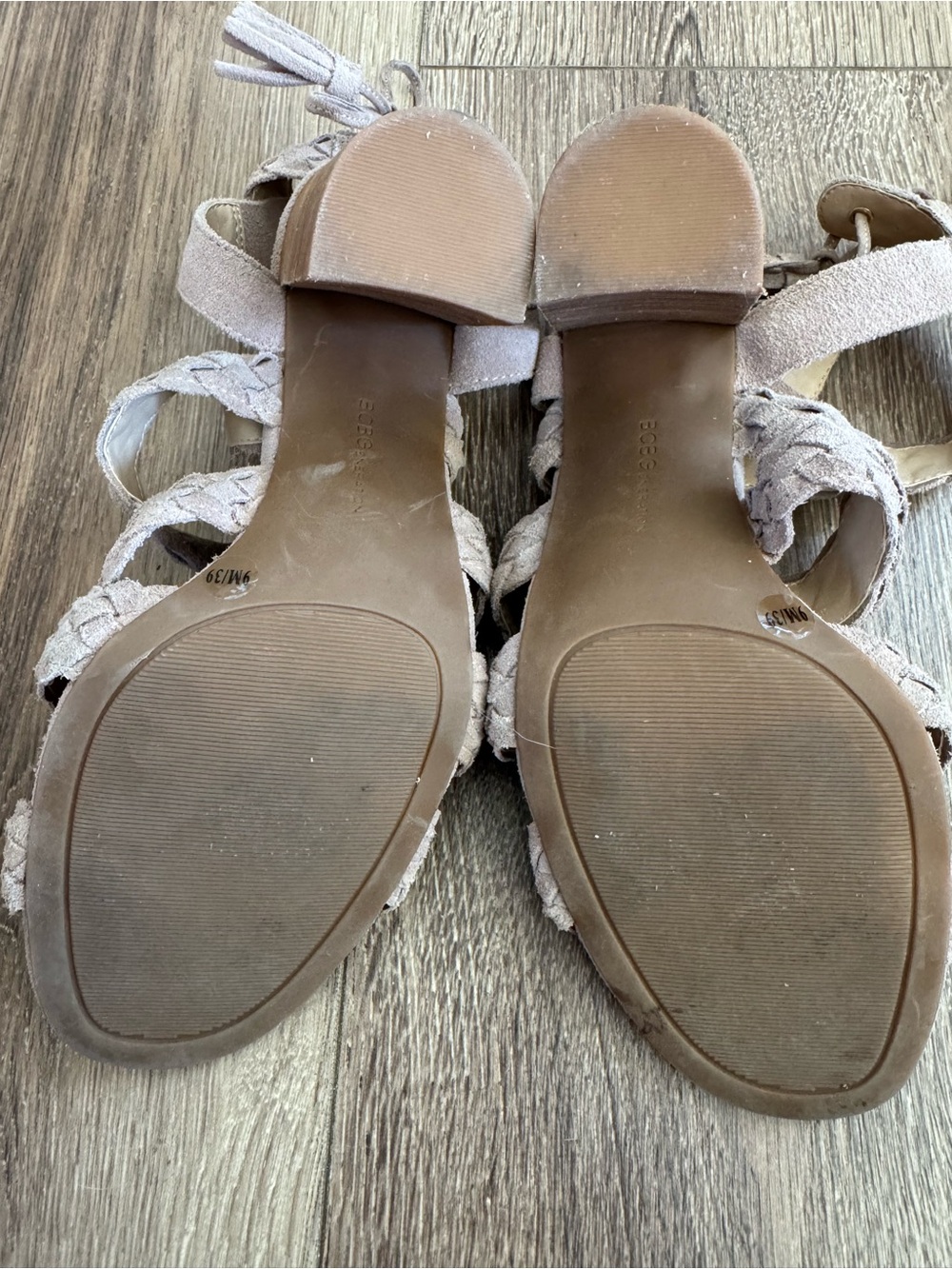 BCBGeneration Ledina Sandals, Braided Tie-Back Block Heel, Taupe - Picture 5 of 8
